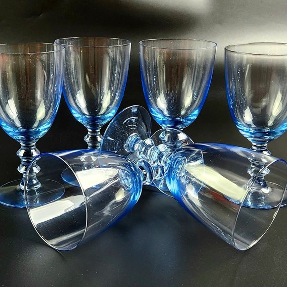 Dining Vintage Aqua Blue Wine Glasses Set Of 6 Poshmark